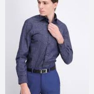 Kenneth Cole Reaction Mens Super Slim Fit Button Snap Dress Shirtsl Size Large